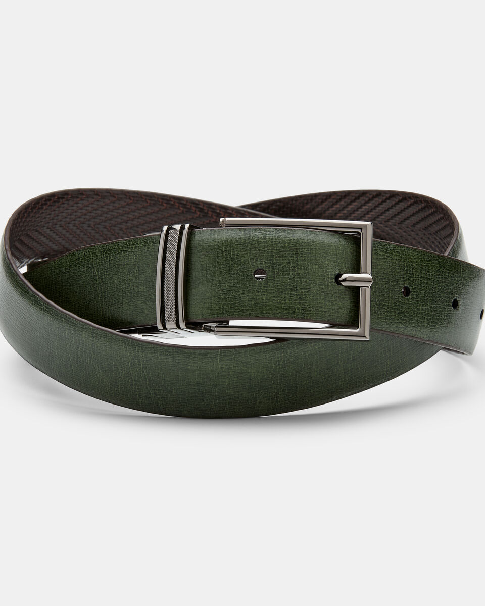 Full Grain Leather Dress Belt with Pin Buckle, Brown, hi-res